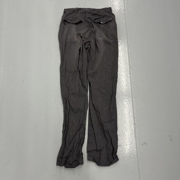 Vintage 40s 50s Black Striped Cotton Flat Trousers 27x30 - Picture 4 of 6
